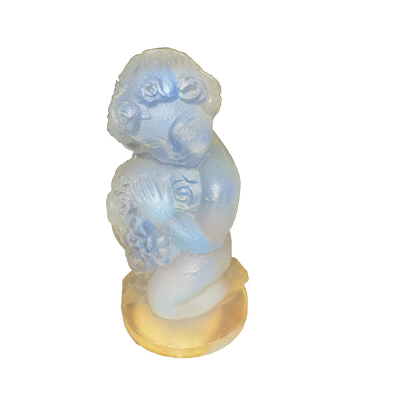 Sabino Other - Sabino Art Glass Paris France Opalescent Crystal Child Cherub Roses Figurine